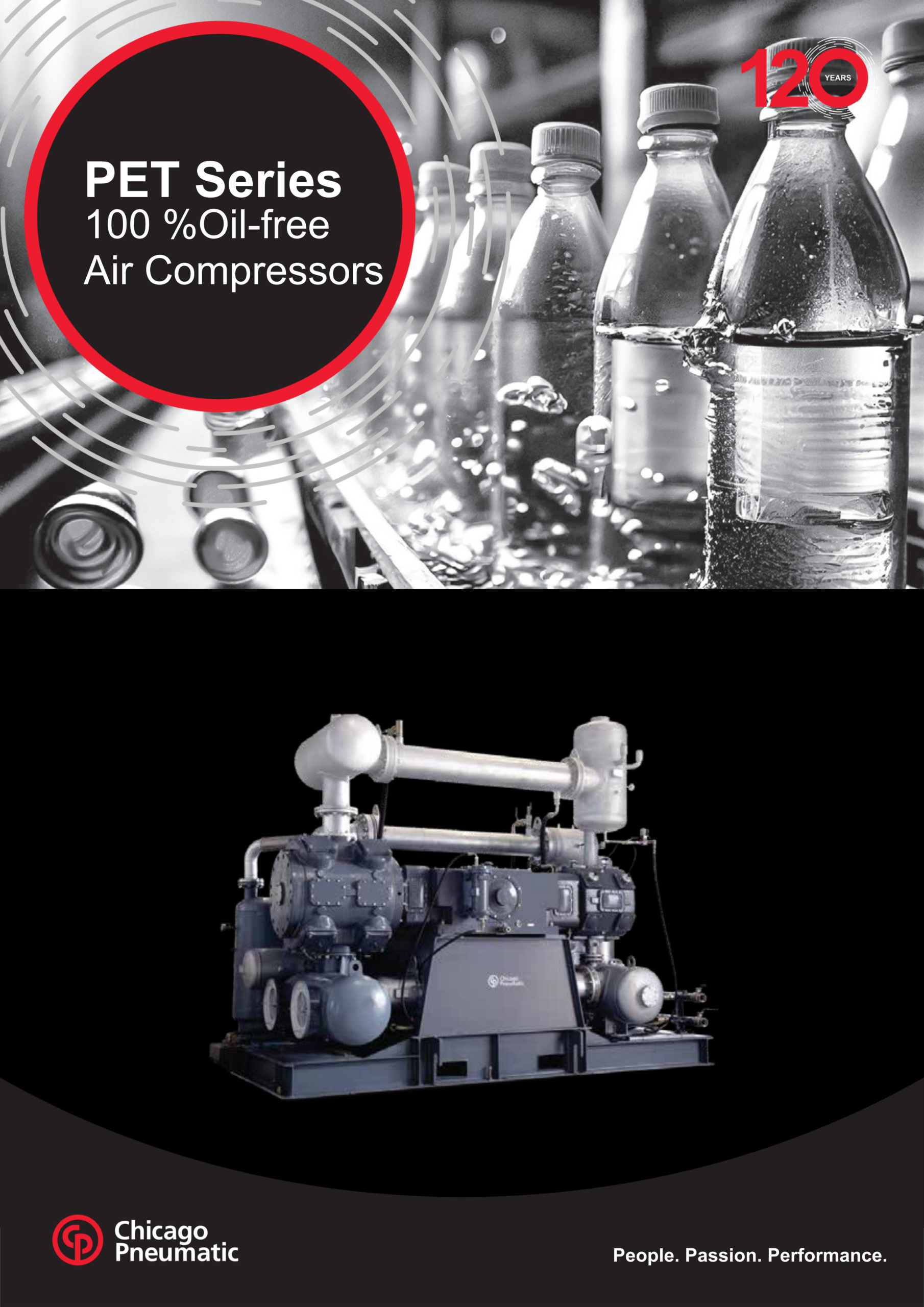 Chicago Pneumatic PET Series 100% oil-free air compressor for PET bottle applications