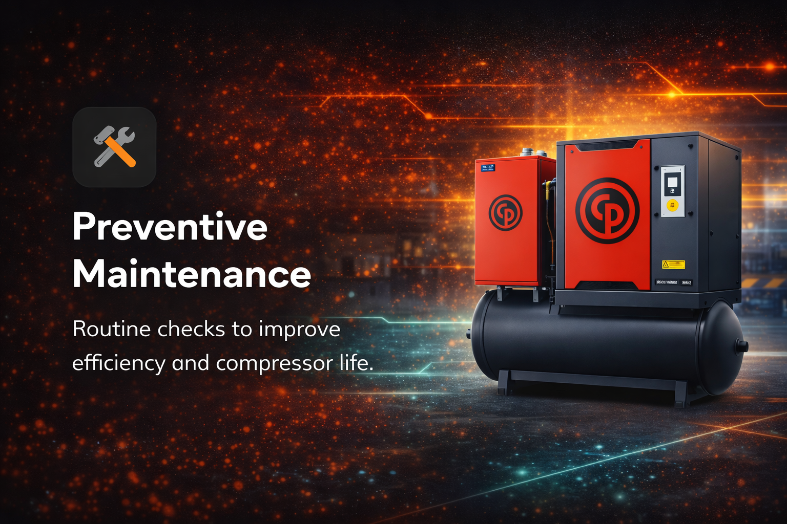 Preventive maintenance service for industrial air compressors improving efficiency and extending compressor life