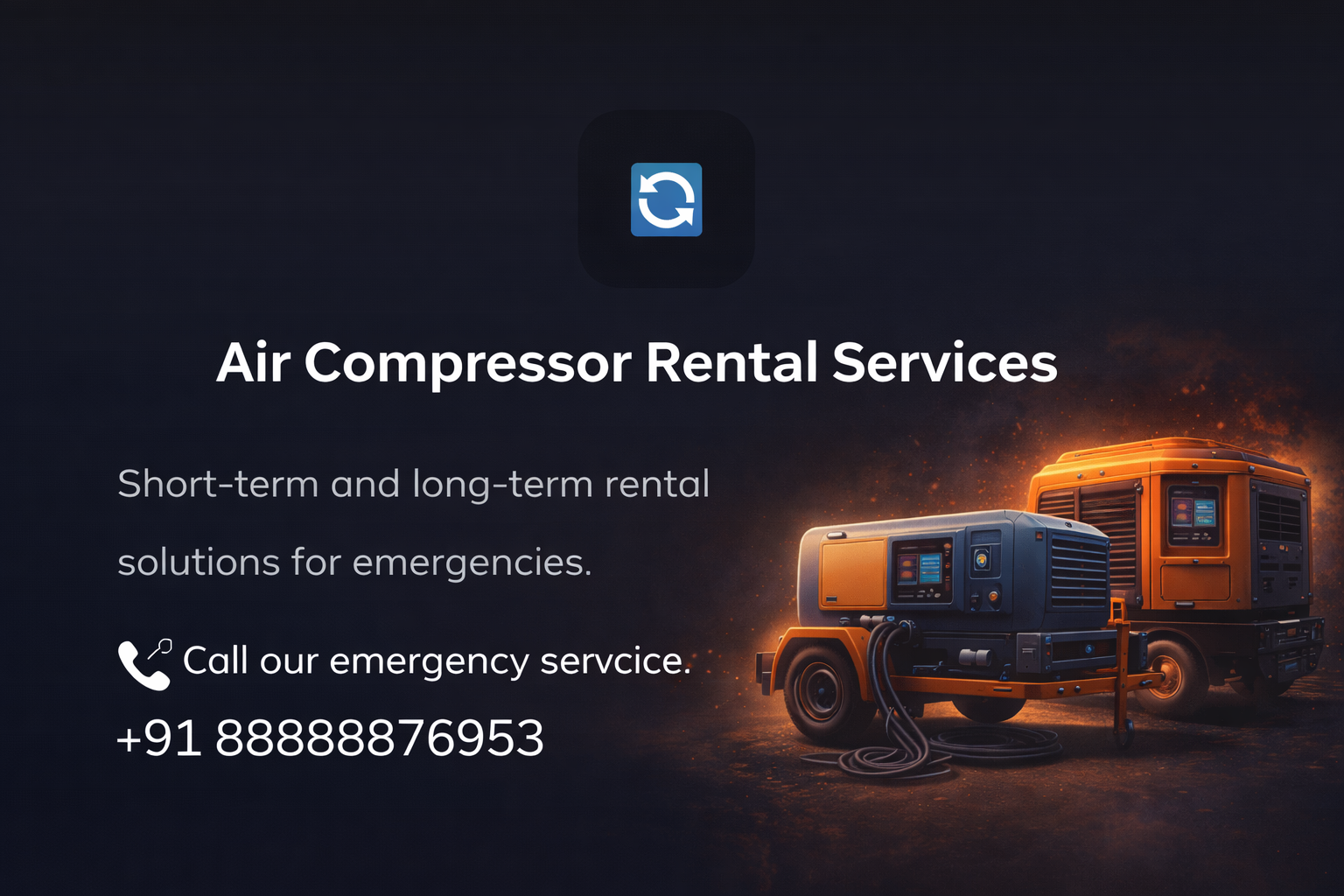 Air Compressor Rental Services – Short-term and long-term rental solutions for emergency and backup air supply.