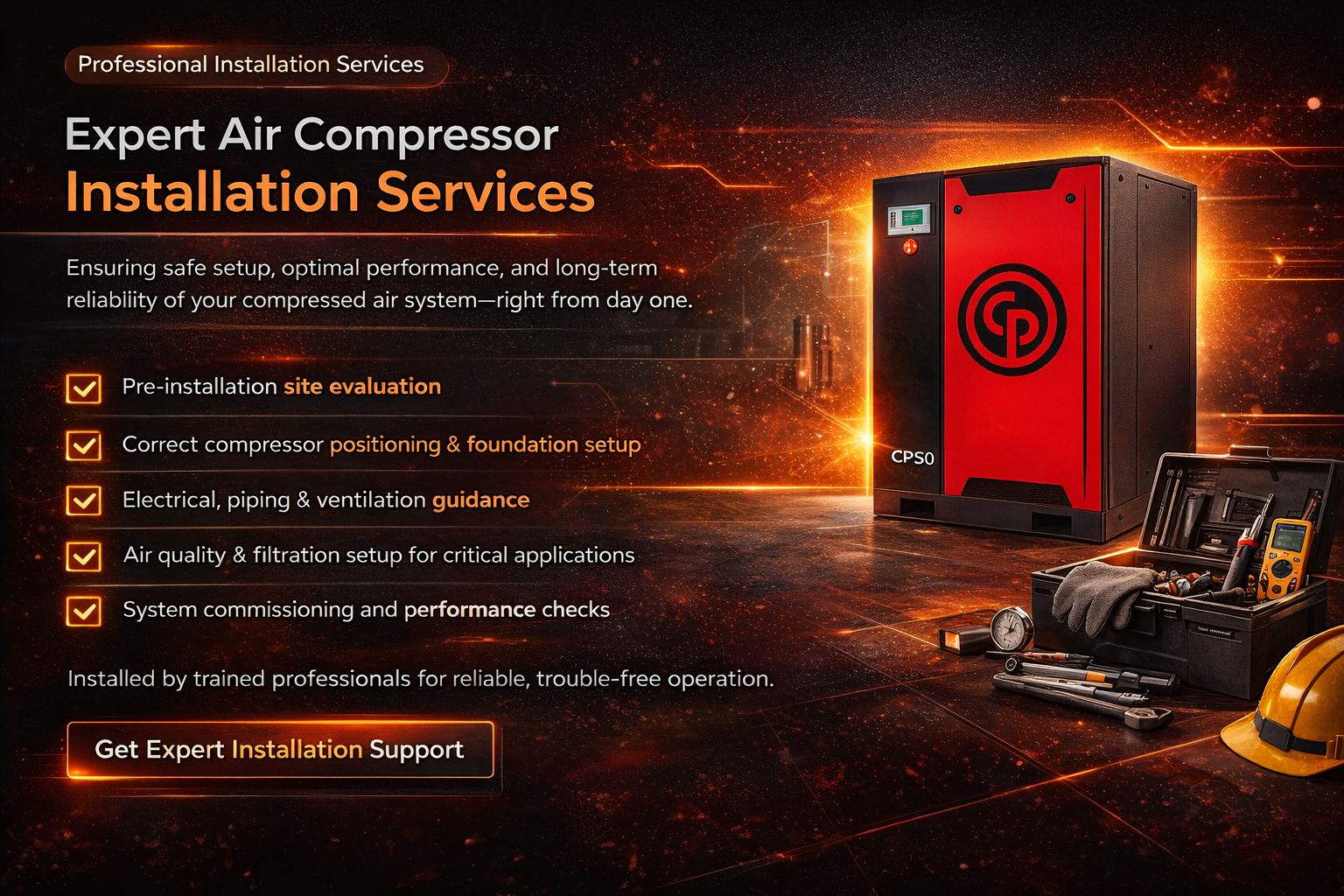 Expert air compressor installation services ensuring safe setup, optimal performance, and long-term reliability for industrial compressed air systems