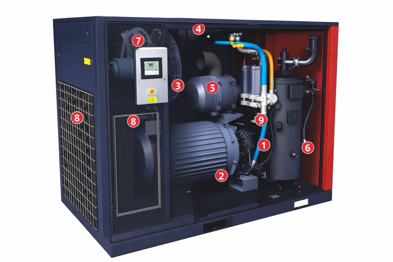 Gear driven compressor internal view